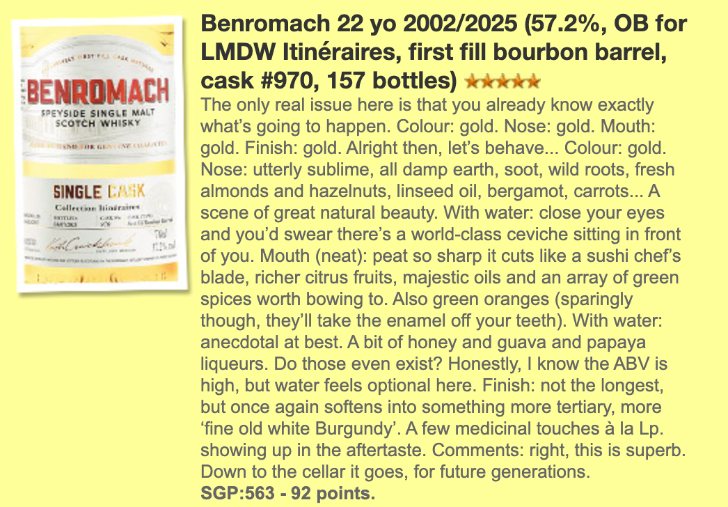 Benromach 22年, 2002/2025, #970, 57.2%, LMDW exclusive (WF92) (現金/クレジットカード価格)