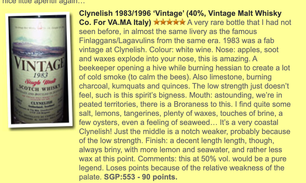 The Vintage Malt Whisky Co. Clynelish 1983/1996, 40% (WF90) (現金/クレジットカード価格)