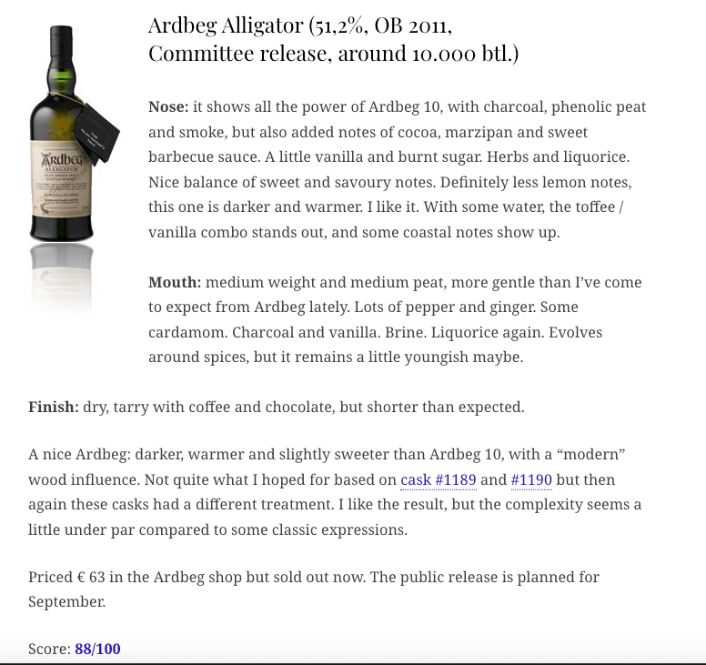 Ardbeg Alligator Committee Reserve for Discussion, 2011, 51.2% (WN88) (分現金/信用卡價) - 蘇格蘭威士忌