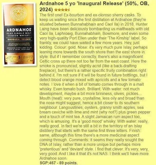 ardnahoe-5yo-2024-inaugural-release-50percent-wf89-scotch-whisky-25885 - Alcohol Please