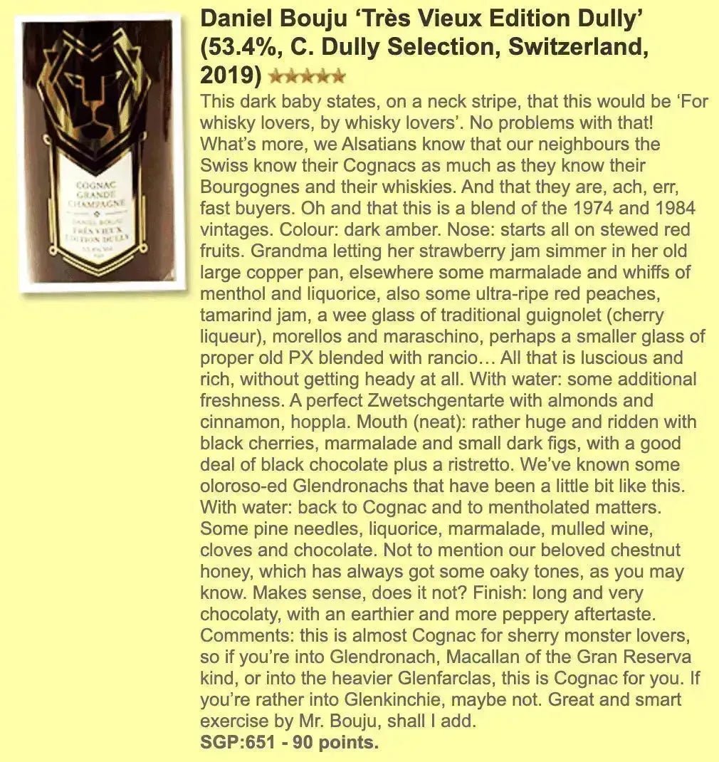 C. Dully Daniel Bouju - ‘Très Vieux Edition Dully' 35-45YO, 53.4% (WF90) - Cognac