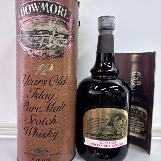 C10079 - Bowmore 12YO, 1980, Dumpy Brown Bottle - Gold label, 43% (WB89.28) -