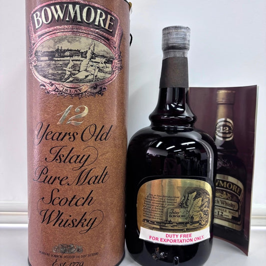 C10079 - Bowmore 12YO, 1980, Dumpy Brown Bottle - Gold label, 43% (WB89.28) -