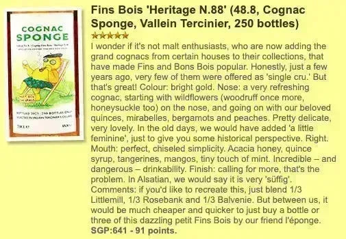 Cognac Sponge Vallein Tercinier - 2023, Heritage N.88, Fins Bois, 48.8% (WF91) - Cognac