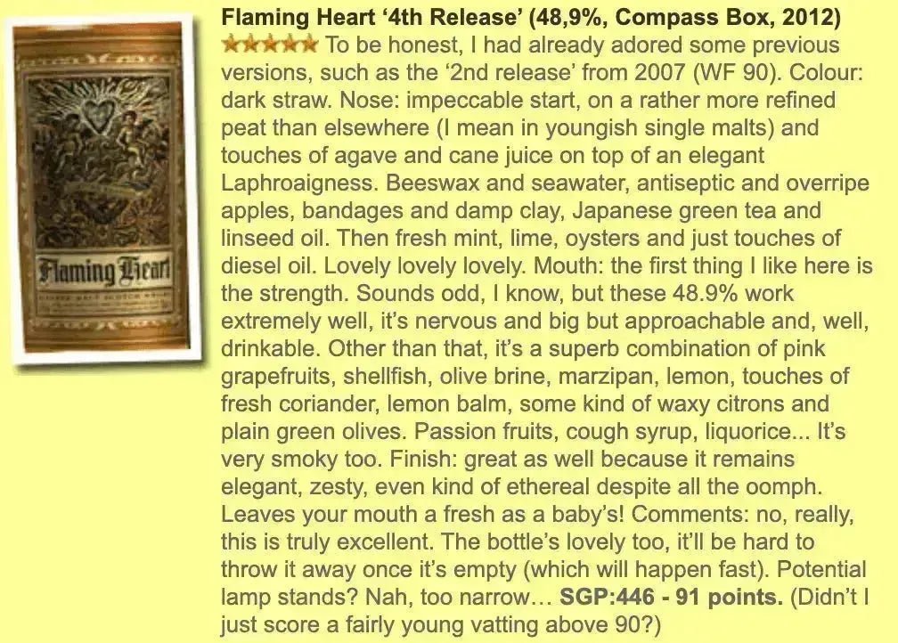 Compass Box - Flaming Heart 2012, 4th Edition, 48.9% (WF91) - Scotch Whisky