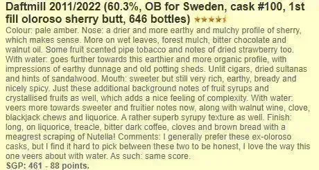 Daftmill - 10YO, 2011/2022, #100/2011, 1st Fill Oloroso Sherry Butt, 60.3% (WF88) (分現金/信用卡價) - Scotch Whisky