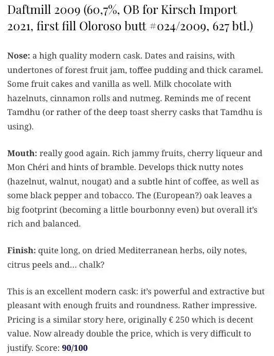 Daftmill - 11YO, 2009/2021, #024/2009, 60.7% (WN90) - Scotch Whisky