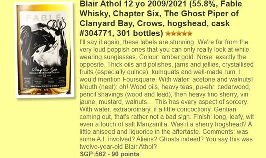 Fable Whisky Blair Athol - 12YO 2009/2021, #304771, Chapter Six, 55.8% (WF90) - Scotch Whisky