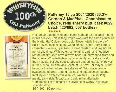 G&M Old Pulteney - 15YO, 2004/2020, 63.3% (WF90) - Scotch Whisky