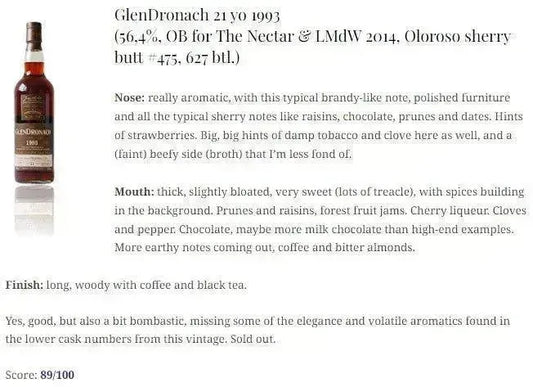 Glendronach - 21YO, 1993/2014, #475, for LMDW, 56.4% (WN89) - Scotch Whisky