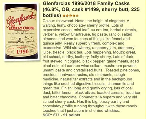 Glenfarclas - 1996/2018, Family Casks, #1499, 46.8% (WF91) (分現金/信用卡價) - Scotch Whisky