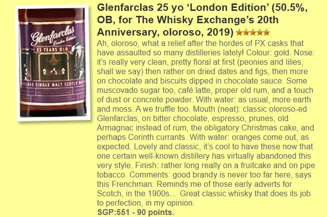 Glenfarclas - 25YO, 2019, London Edition TWE Exclusive, 50.5% (WF90/WN89) (分現金/信用卡價) - Scotch Whisky