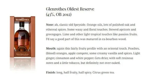 Glenrothes - 2012, Oldest Reserve, 43% (WN90) (分現金/信用卡價) - Scotch Whisky