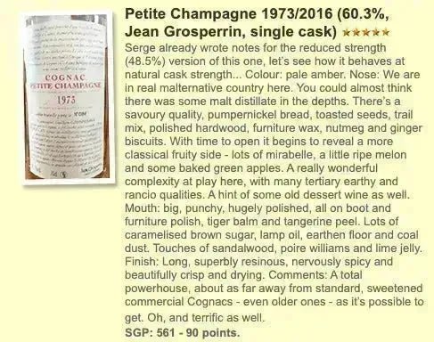Grosperrin - ~43YO, Petite Champagne, 1973/2016, 60.3% (WF90) - Cognac