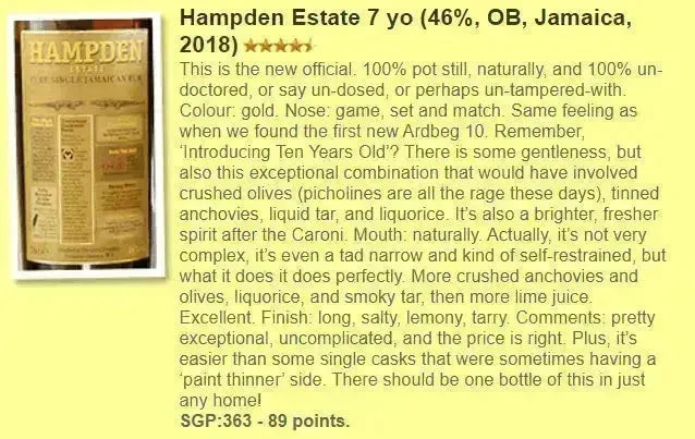 Hampden - 8YO 46% (WF89) - Rum