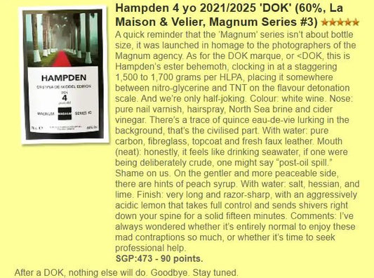 Hampden DOK - 4YO, Molasses Rum, HGML Magnum Series#3, 60.0% (WF90) - Rum