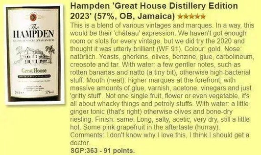 Hampden - Great House 2023 version, 57% (WF91) - Rum