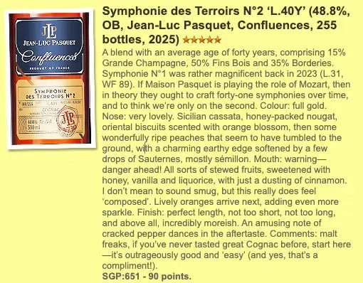 Jean-Luc Pasquet - 40YO, Symphonie des Terrioirs No.2, Lot40Y, 2025, 48.8% (WF90) - Cognac