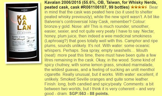 Kavalan - ~9YO, 2006/2015, #R061106107, Peaty Cask, 53.2% (WF88) (分現金/信用卡價) - Taiwanese Whisky