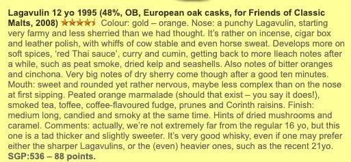 Lagavulin - 12YO, 1995/2008, Friends of Classic Malts, 48% (WF88) (分現金/信用卡價) - Scotch Whisky