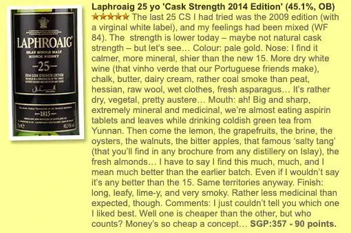 Laphroaig - 25YO, 2014, Cask Strength Edition, 45.1% (WF90) (分現金/信用卡價) - Scotch Whisky