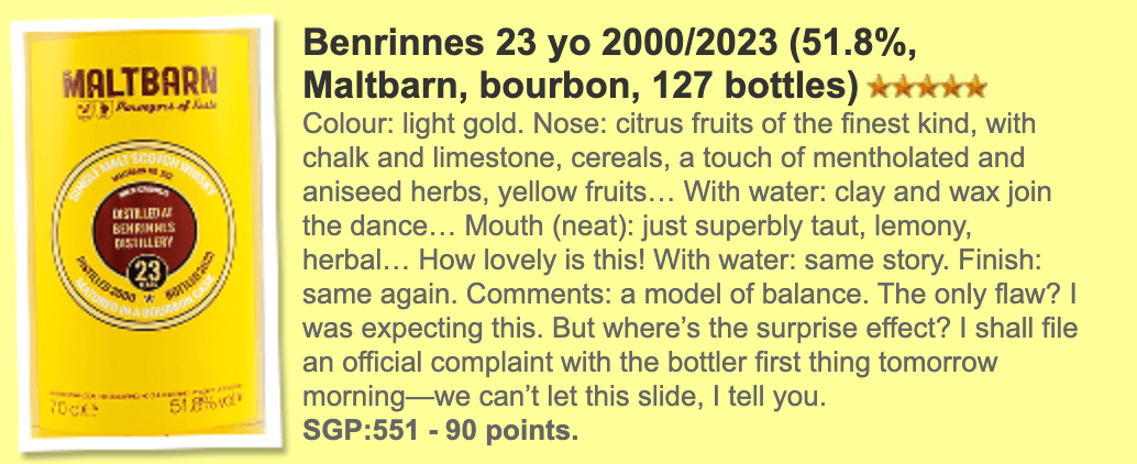 Maltbarn Benrinnes 23YO, 2000/2023, No. 222, 51.8% (WF90) (分現金/信用卡價) - 蘇格蘭威士忌
