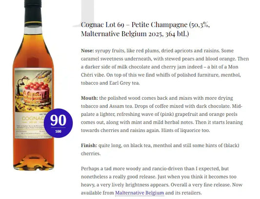 Malternative Belgium - 1969/2025, Lot 69, #40 - Ma Cerise, Petite Champagne, 50.3% (WN90) - Cognac