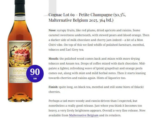 Malternative Belgium - 1969/2025, Lot 69, #40 - Ma Cerise, Petite Champagne, 50.3% (WN90) - Cognac