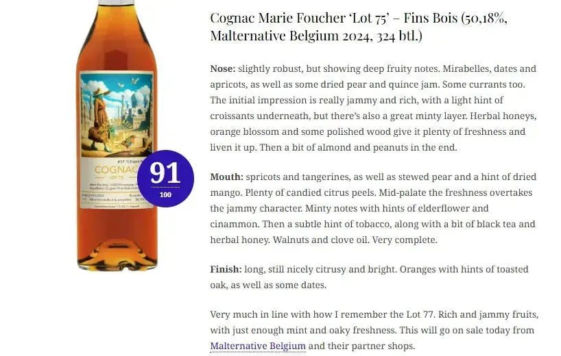 Malternative Belgium Marie Foucher - 1975/2024, #37 - L'Esprit Nomade, 50.18% (WN91) - Cognac