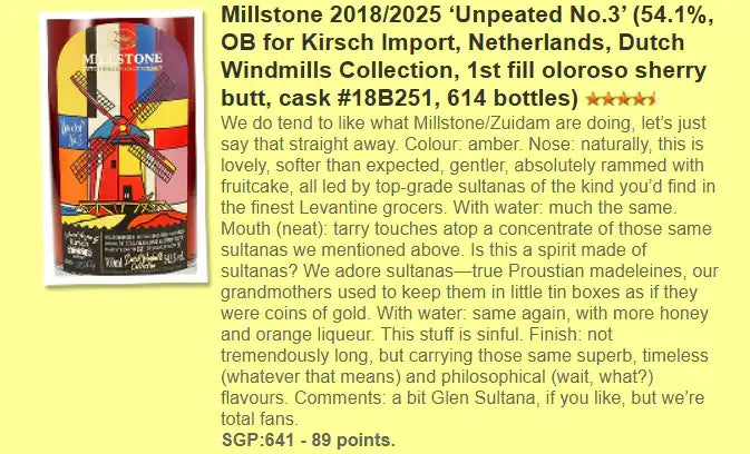 Millstone - 6YO, 2018/2025, #18B251, Windmills Collection No.3, 54.1% (WF89) - Other Whiskies