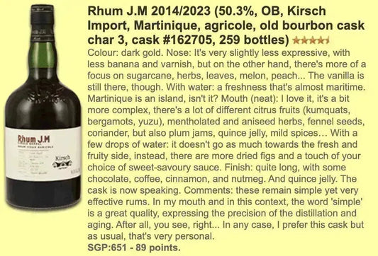 Rhum J.M - 8YO, 2014/2023, #162705, 50.3% (WF89) - Rum