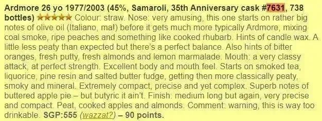 Samaroli Ardmore - ~26YO, 1977/2003, #7631, 35th Anniversary, 45% (WF90) - Scotch Whisky