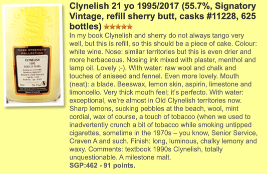 Signatory Vintage Clynelish 21YO, 1995/2017, 11228, 55.7% (WF91) (分現金/信用卡價) - 蘇格蘭威士忌