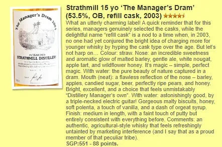 Strathmill - 15YO, 2003, The Manager's Dram, 53.5% (WF88) (分現金/信用卡價) - Scotch Whisky