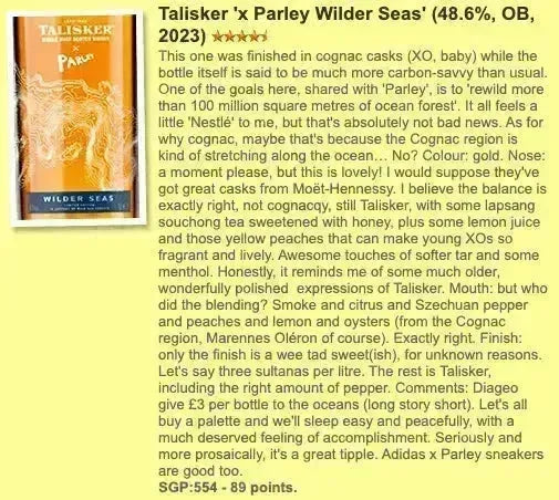 Talisker - Wilder Seas, x Parley, 2023, 48.6% (WF89) - Scotch Whisky