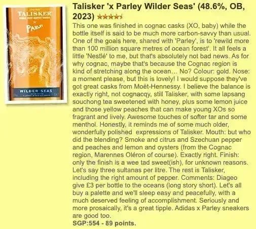 Talisker - Wilder Seas, x Parley, 2023, 48.6% (WF89) - Scotch Whisky