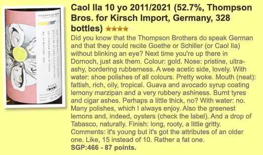 Thompson Bros Caol ila - 10YO, 52.7% (WN WF87) - Scotch Whisky