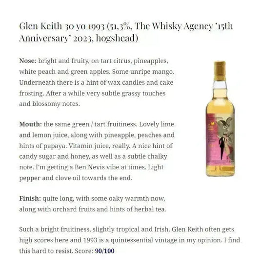 TWA Glen Keith - 30YO, 1993/2023, 15th Anniversary, 51.3% (WN90) (分現金/信用卡價) - Scotch Whisky