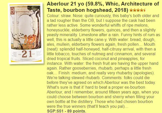 whic Whiskycircle Aberlour - 21YO, 2018, Architecture of Taste, 59.8% (WF89) (分現金/信用卡價) - Scotch Whisky