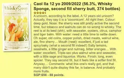 Whisky Sponge Caol Ila - 12YO, 2009/2022, 56.3% (WF88) - Scotch Whisky