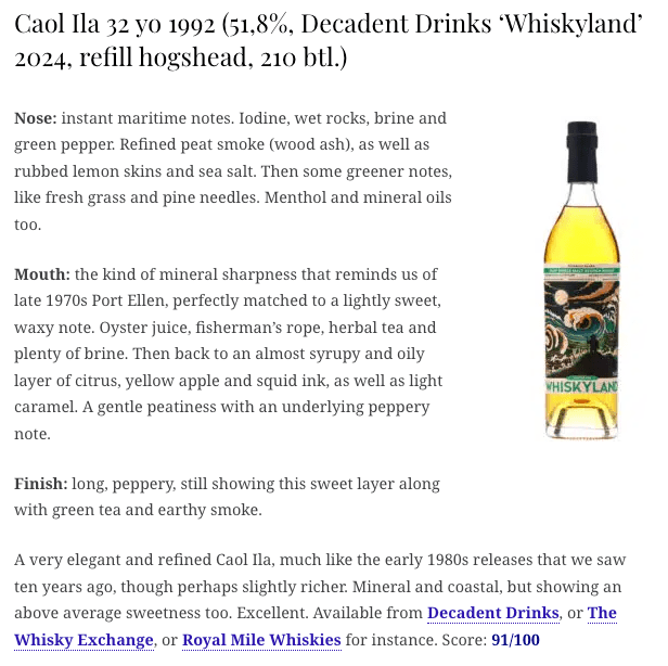 Whiskyland Caol Ila 32YO, 1992/2024, Chapter Five, 51.8% (WF91, WN91) (分現金/信用卡價) - 蘇格蘭威士忌