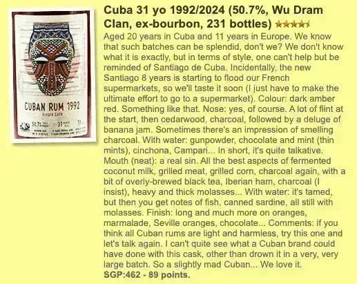 Wu Dram Clan Cuban - 31YO, 1992/2024, 50.7% (WF89) - Rum