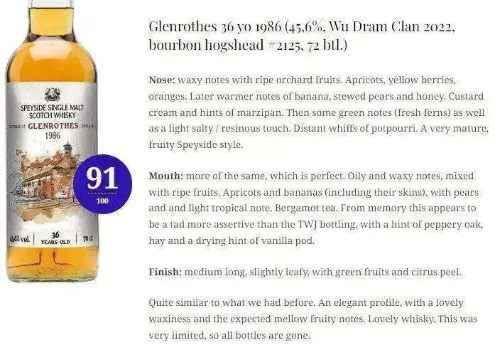 wu-dram-clan-glenrothes-36yo-19862022-2125-45-6percent-wn91-wf90-scotch-whisky-76172 - Alcohol Please