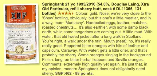 XOP DL Springbank - 21YO, 1995/2016, #DL11366, 54.8% (WF88) (分現金/信用卡價) - Scotch Whisky