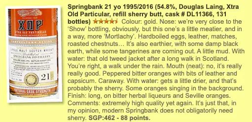 XOP DL Springbank - 21YO, 1995/2016, #DL11366, 54.8% (WF88) (分現金/信用卡價) - Scotch Whisky