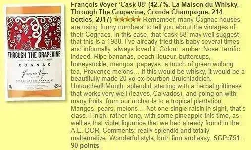 LMDW Francois Voyer - Through the Grapevine, Cask 88, 42.7% (WF90) - Cognac