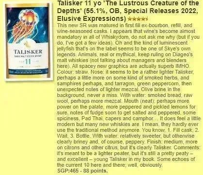 Talisker - 11YO, 2022 Special Release, 55.1% (WF88) - Scotch Whisky