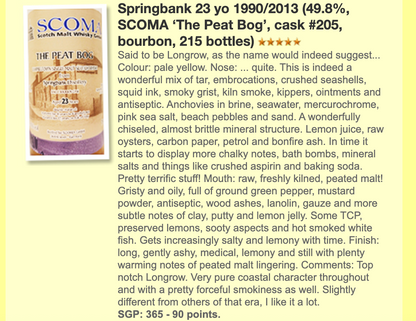 Scoma Springbank The Peat Bog 23年 1990/2013, 49.8% (WF90) (現金/クレジットカード価格)