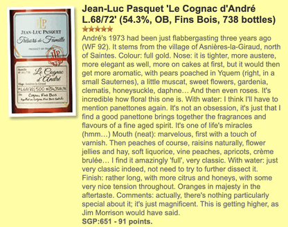 Jean-Luc Pasquet - Le Cognac d'André,Lot68/72,54.3% - Cognac, 2