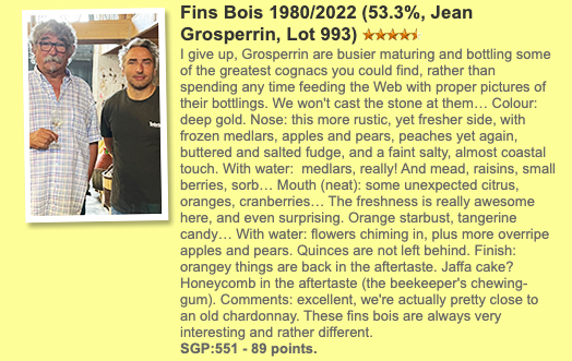 Grosperrin Fins Bois Cognac - 1980/2022, 53.3%  Type : Cognac, whiskyfun